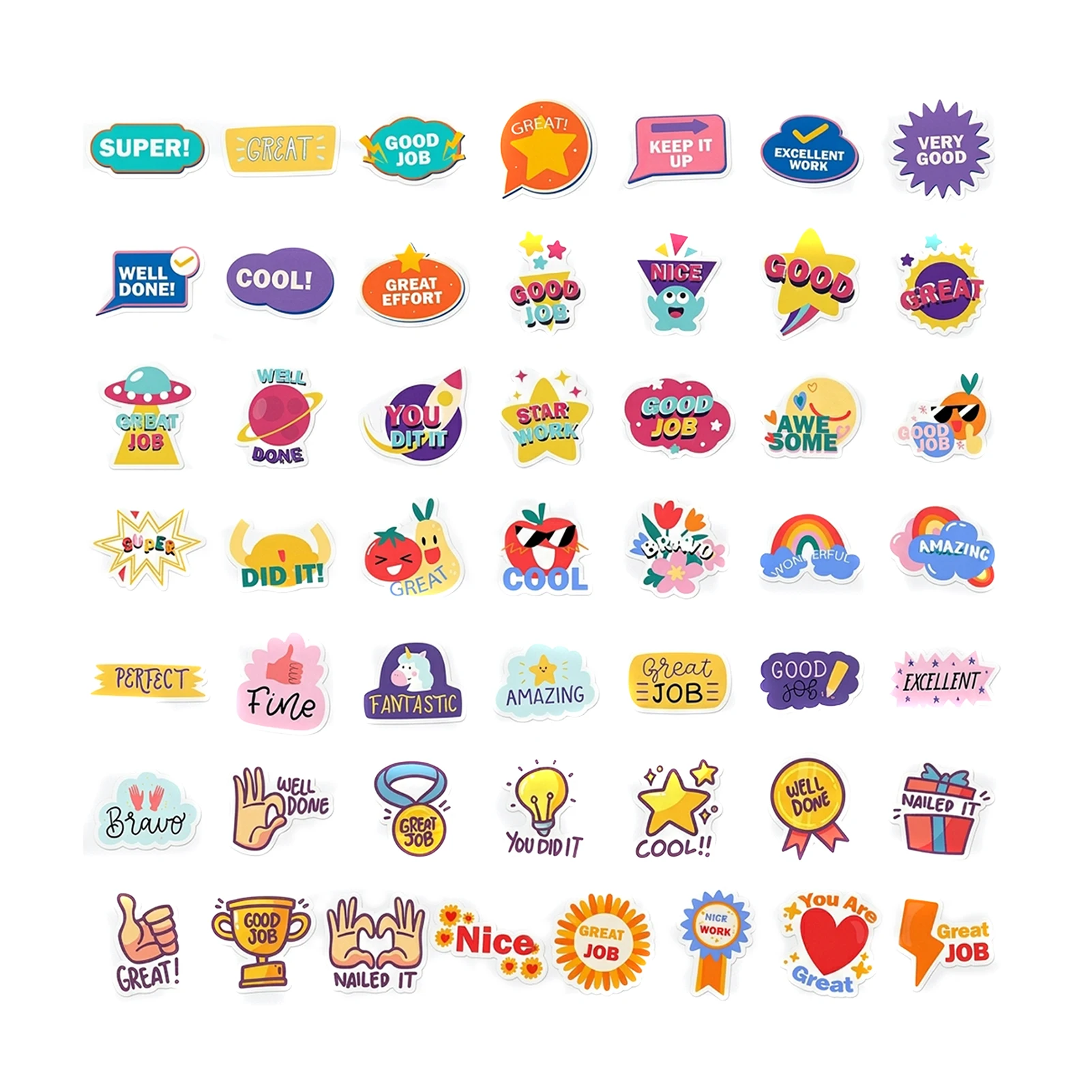 50Pcs Waterproof Doodle-Stickers for Phone Cup Stationery Decoration PVC Material Rich Patterns