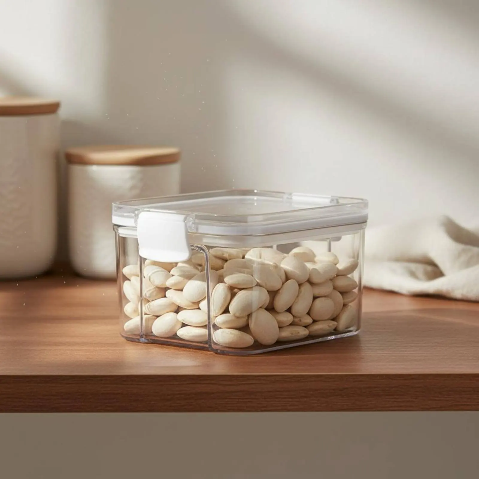Airtight Food Storage Container Moisture-Resistant Sealed Grain Storage Jar Clear Plastic Canister Included for Countertop