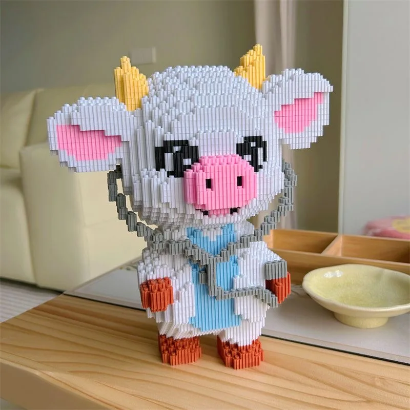 New Cow Doctor Children's Building Block Toy 3D Assembly Cow Doctor Model Desktop Ornament Kids Birthday Gift