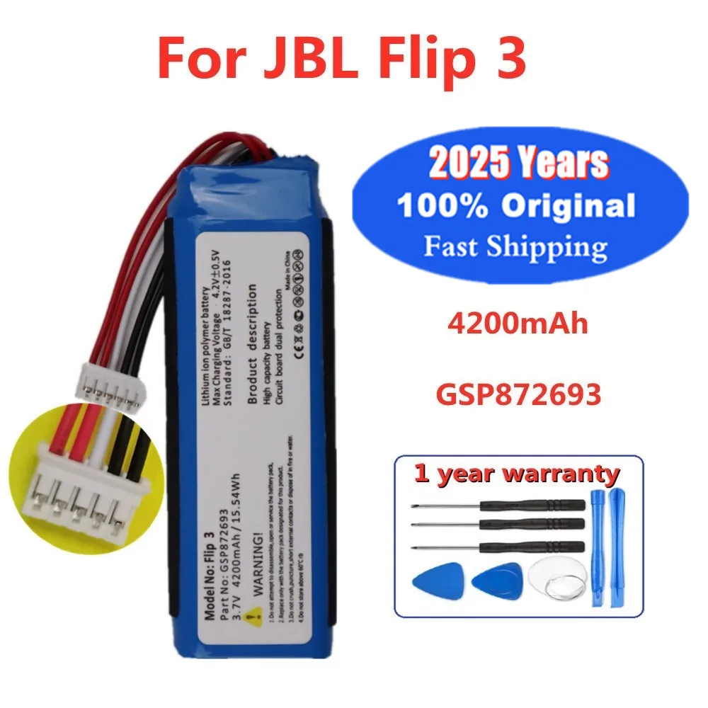 New 4200mAh GSP872693 P763098 03 Original Battery For JBL Flip 3 Flip3 Wireless bluetooth speaker Rechargeable Bateria + Tools