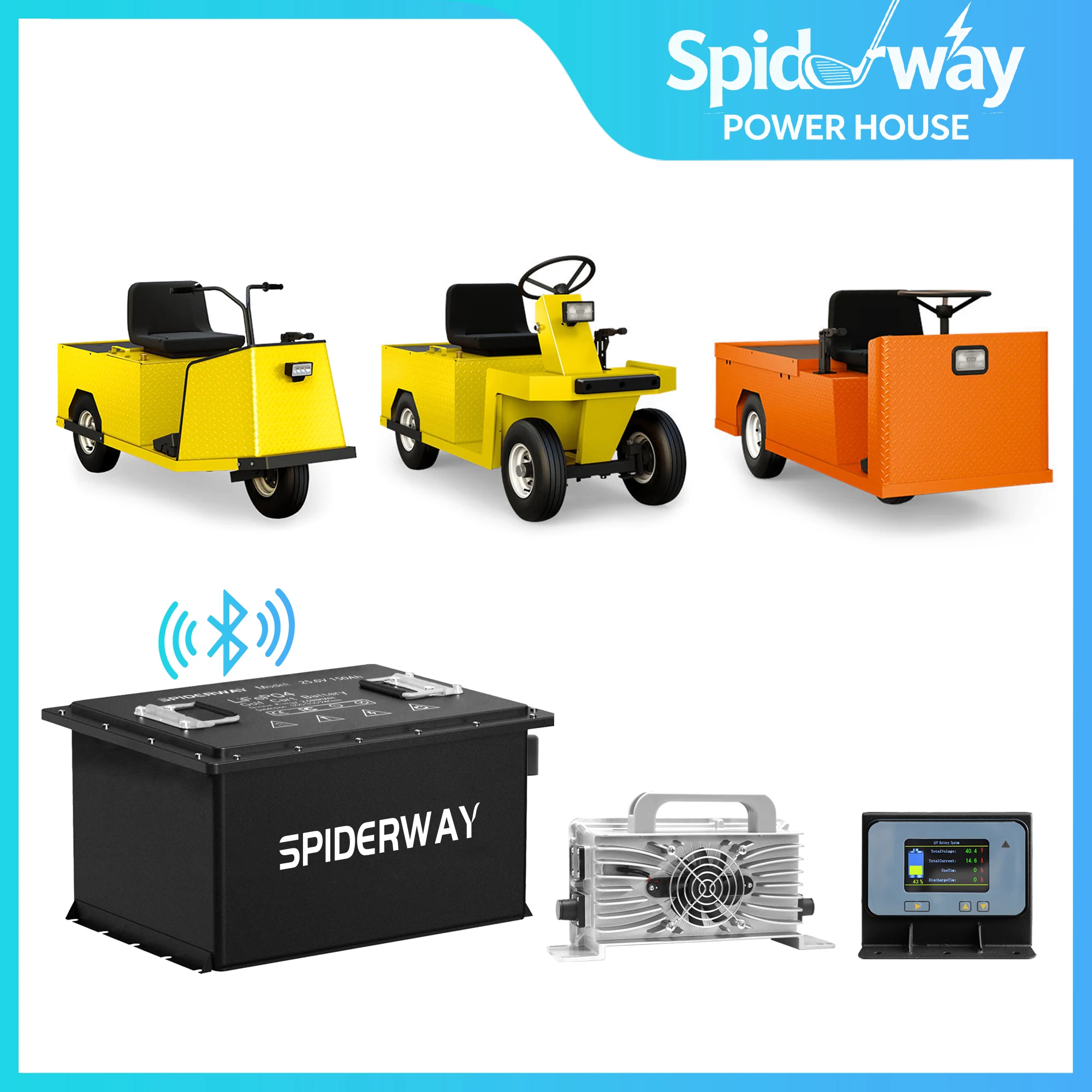 24V/25.6V 150Ah Lithium Battery With Charger 6000+ Cycles Max. 7.68kW For Genie JLG Scissor Boom Vertical Mast Lift