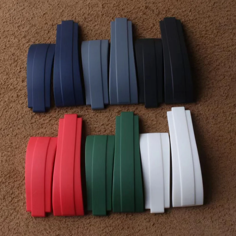 20/21 مللي متر حزام ساعة مطاطي طبيعي ناعم لحزام رولكس لـ DAYTONA الغواصة GMT Yacht-Master OYSTERFLEX Glidelock ملون