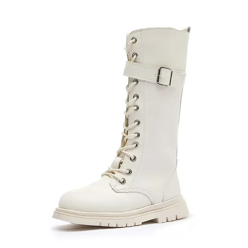 Girls Long Boots Black Knee-high Autumn Winter Children High Tide Boots Zipper Fashion 2024 Brand New Kids Motorcycle Boots