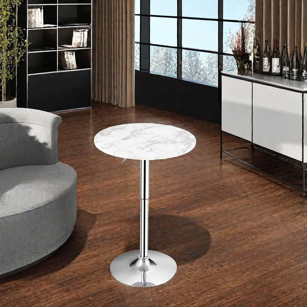 Set van 4 witte draaibare bartafels met verstelbare hoogte voor thuis- en keukengebruik