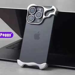 Luxury Irregular Aluminum Alloy Bumper Phone Case For IPhone 12 13 14 15 16 Pro Max Lens Film Protection Metal Shockproof Cover