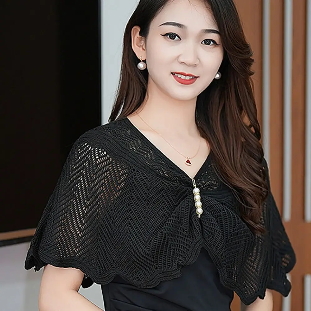 Chaqueta fina de encaje chal de punto Multicolor chal corto de tul transpirable Tops para mujer