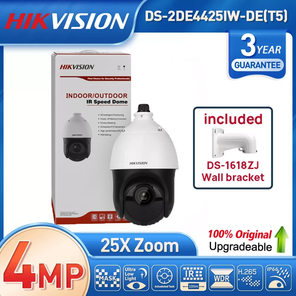 

Hikvision PTZ Security Camere Outdoor 100 m DS-2DE4425IW-DE 4MP 25×Zoom DarkFighter IR Acusense IP Speed Dome