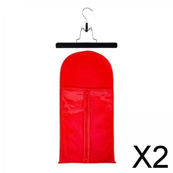 

2X Hair Extension Storage Bag Waterproof for Home Salon Use with Hanger Red