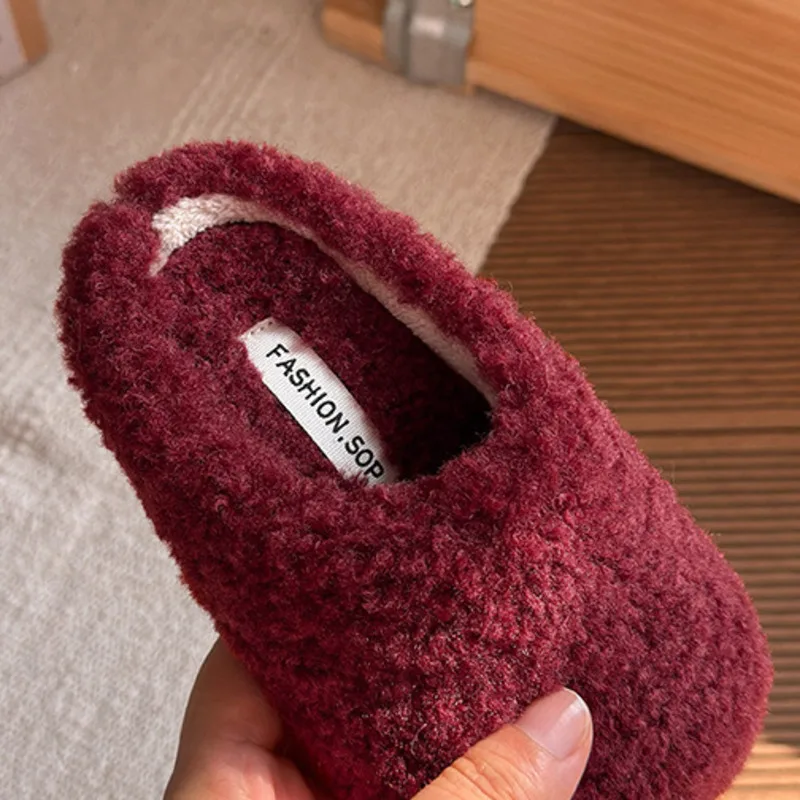 Scarpe basse per bambini invernali solide Scarpe basse per bambini in peluche calde con suola morbida Scivoli in cotone per ragazze Scarpe slip-on per bambini antiscivolo alla moda