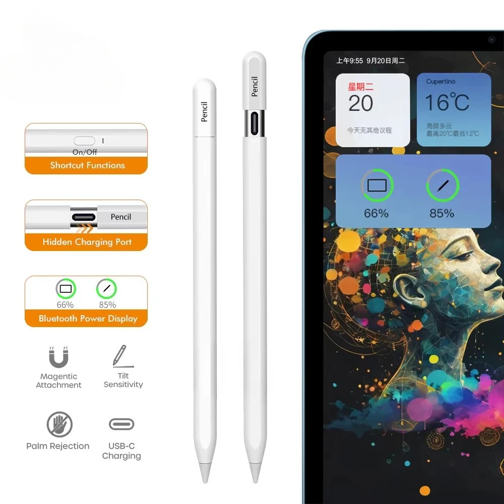 Touch Pens For Apple Pencil For iPad A16 2025 Pro 12.9 Air 13 11 M3 M4 Stylus Pen 10th Generation 10.9 Air 4 5 Mini 6 7 8th 10.2