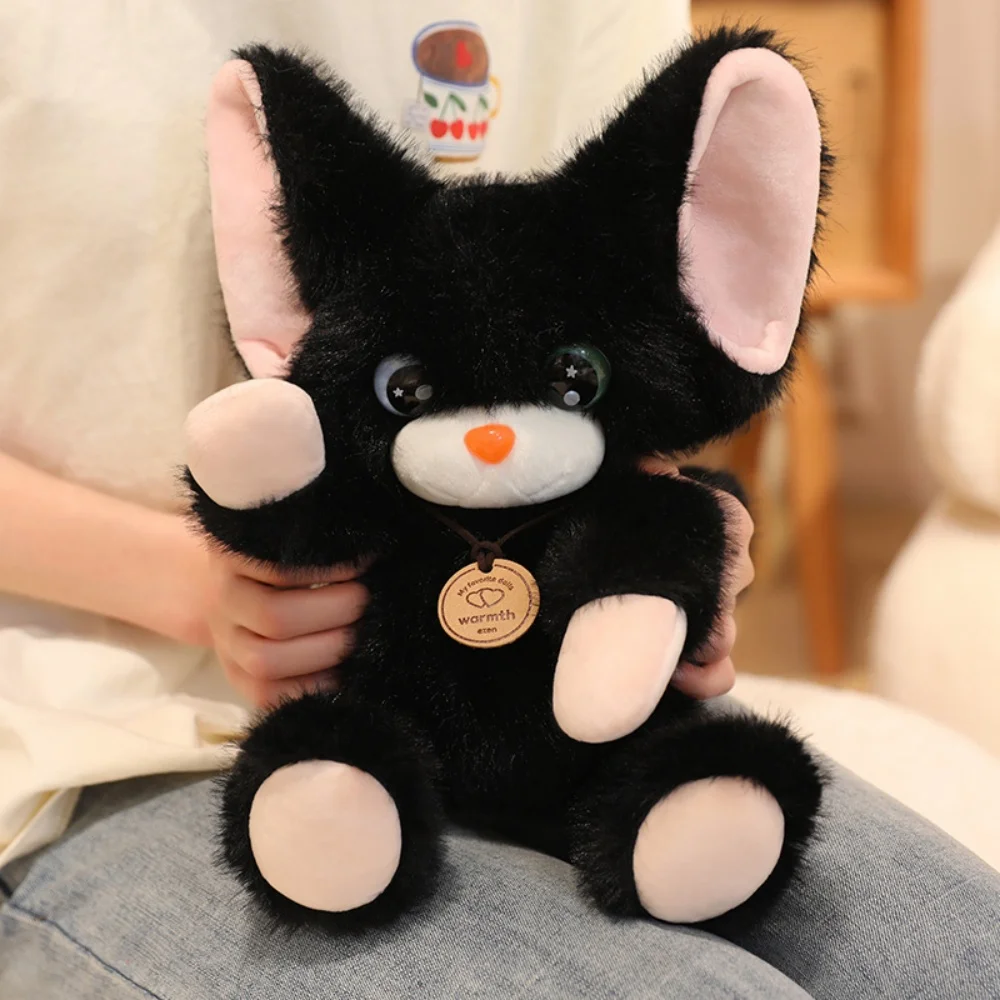 Pluizige schattige grote ogen kat pluche pop zachte Duitse kat wit zwart knuffeldier speelgoed verjaardag feestelijke geschenken