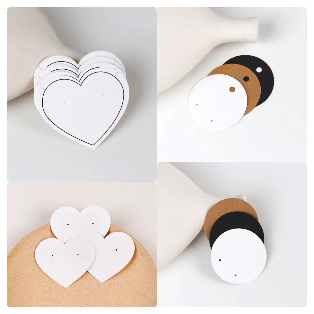 

50pcs 8.5x7cm Love Hear 6x6cm circular Necklace Earring Jewelry Display Tags Packaging Kraft Paper Card Handmade DIY Accessories