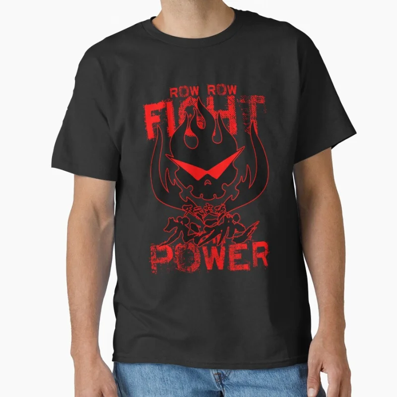 

Row Row FIGHT the POWER Tengen Toppa Gurren-lagann Japan mecha manga 80s roboto anime t shirt for men large size Adult tops
