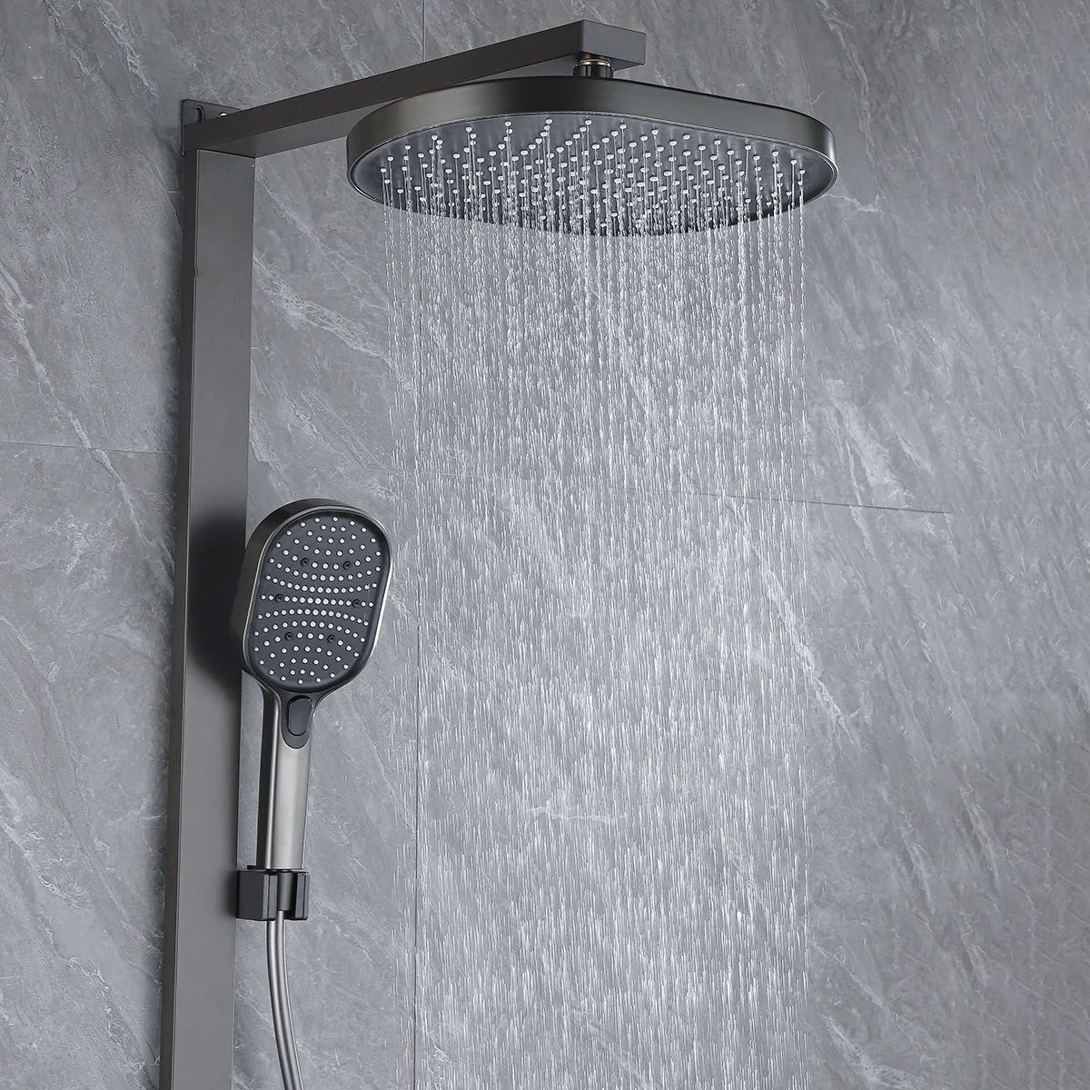 スパウエストスプレーデジタルバスルームシャワーセットアンビエント照明ホットコールドデジタルバスルームシャワーシステムレインフォールシャワーヘッド蛇口