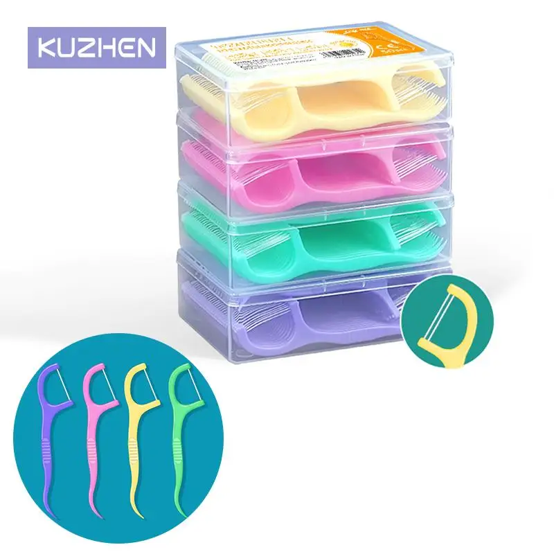 

Dental 50Pcs Children's Dental Floss Fruit Flavor Toothpicks Children Safety Interdental Brush Clean Teeth With Storage Box