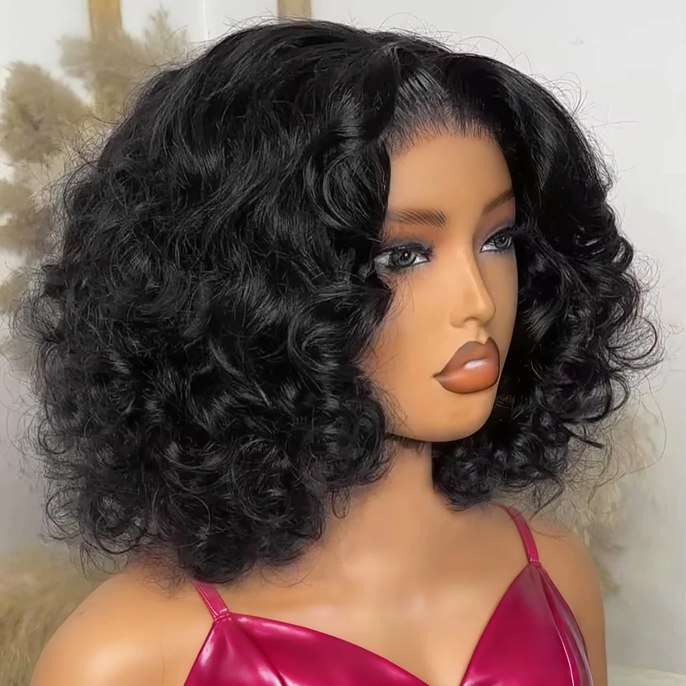 250% الجسم موجة HD الدانتيل الباروكات الأمامية قصيرة بوب شعر مستعار شعر الإنسان غلويليس شعر الإنسان متموج 13x6 الدانتيل الشفاف الجبهة الباروكات للنساء