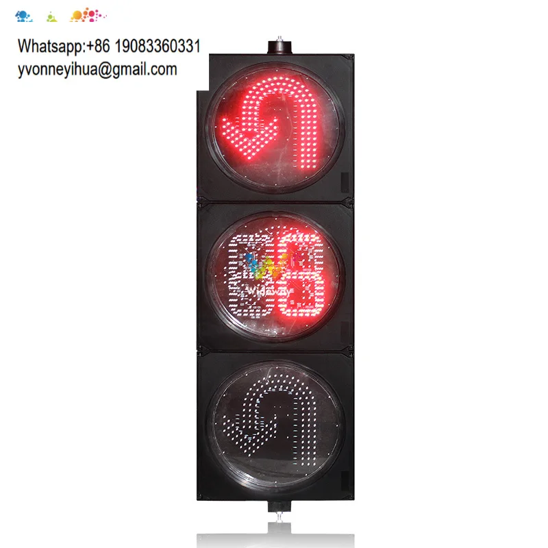 

Wideway 400mm U-Turn LED Traffic Light With Countdown Timer Three Leds For Driveway Made Of Durable PC Material
