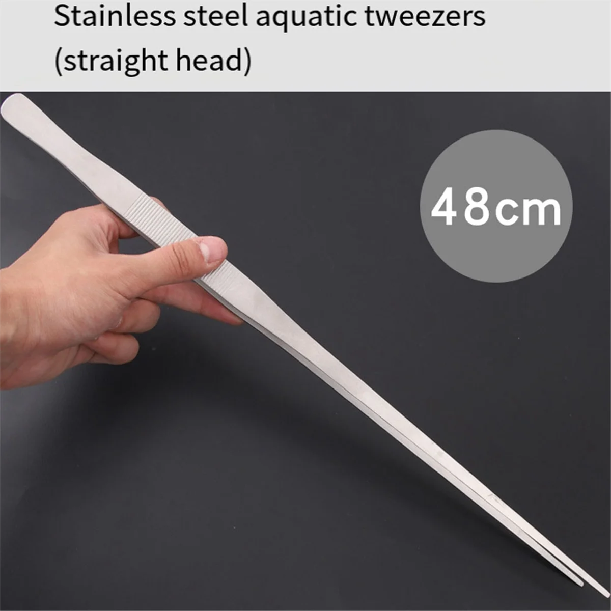 

L33A_2PCS 48 см пинцет из нержавеющей стали для аквариума, водные растения, аквариумный инструмент, изогнутые плоскогубцы для водных растений, щипцы для кормления