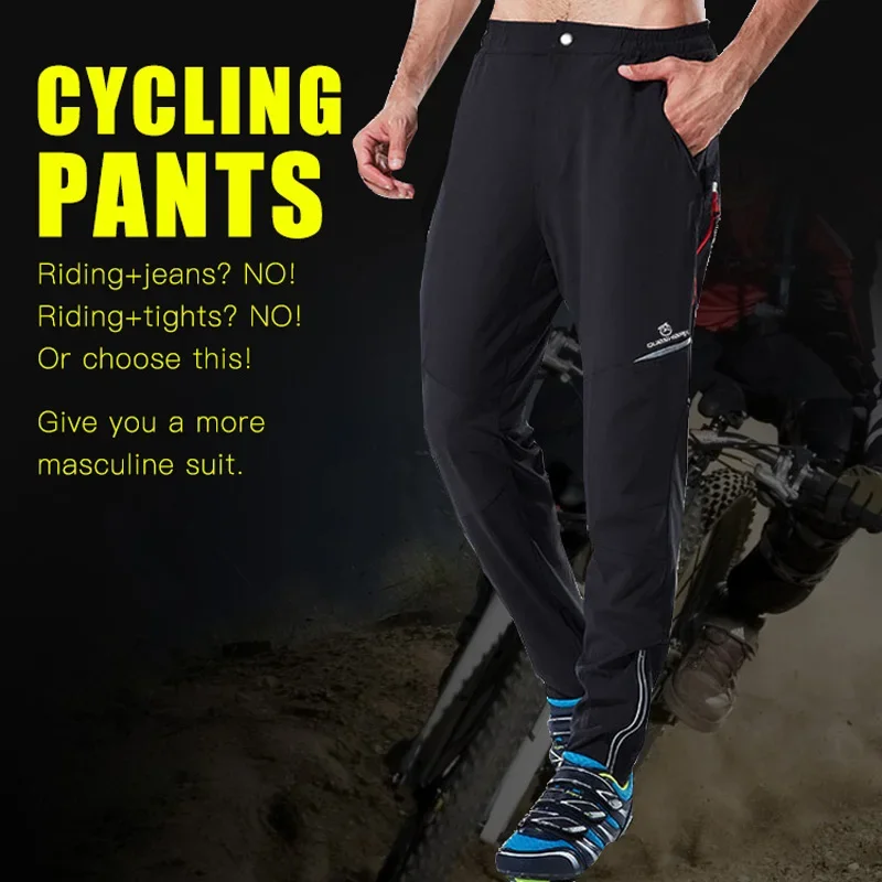 (S-4XL)QUESHARK Cycling Pants Windproof Bicycle Pants Quick Dry Riding MTB Bike Fishing Trekking Hiking Fitness Sport Trousers