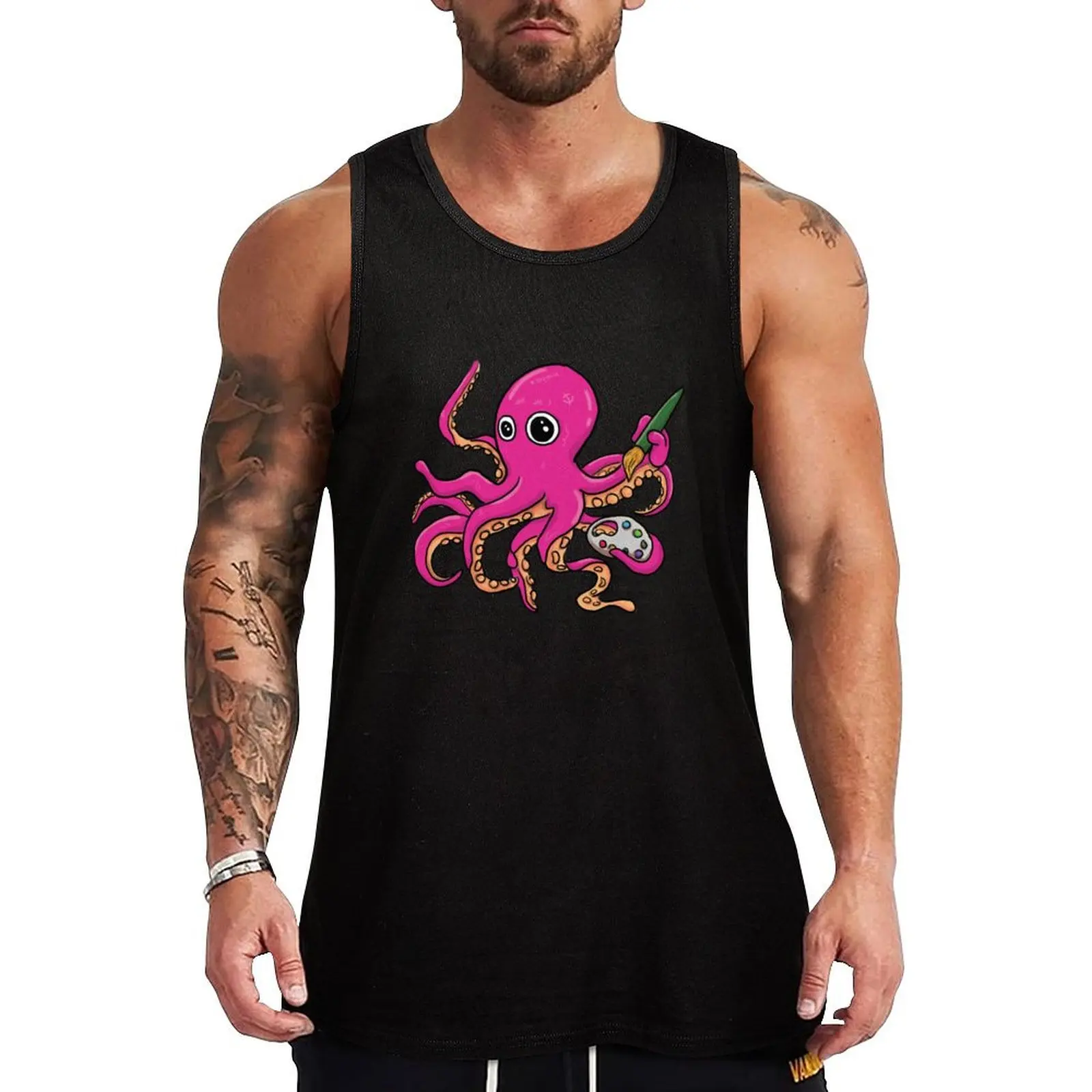 

Cute octopus artist Tank Top bodybuilding t shirt gym clothes men mens clothing vest for men