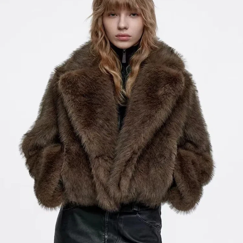 

New Fox Fur Grass Coat Short Collar Thickened Friendly Fur Coat Loose Top for Women