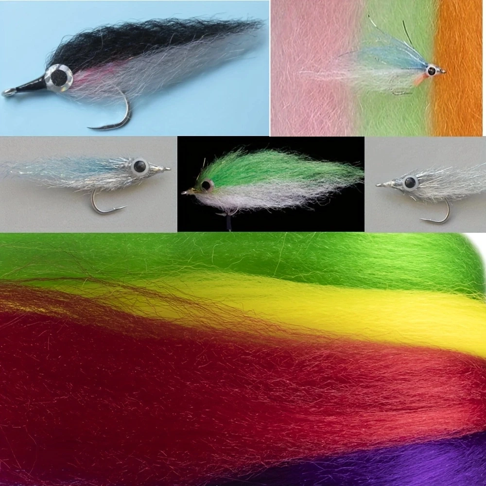 3 Packungen Fliegenbindematerial: Slinky Fiber, Kinky Clouser, Minnow Fibers, lange gewellte synthetische Haare, Streamer, Bucktail, Jig-Fliegenbindematerial – Detail 4