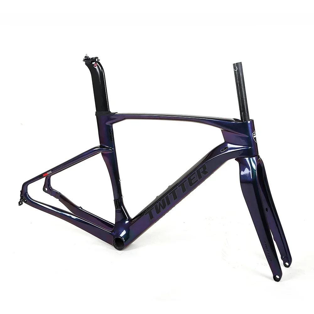 

Wholesale 700C Aero Carbon Fiber Gravel Bike Frame Flat Mount Disc Brake Cyclocross Bike Frameset 54cm