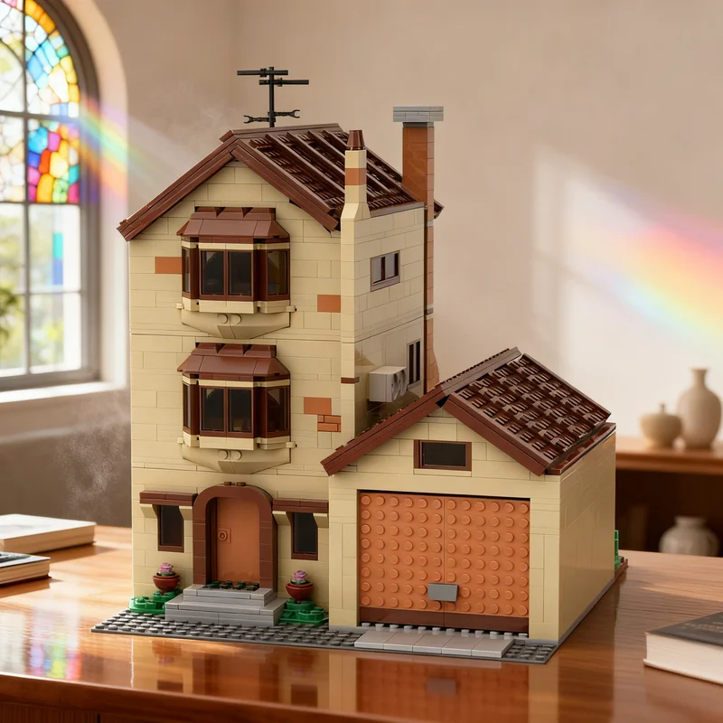 2036 piezas MOC Casa de los Simpson, modelo de paisaje urbano modular, bloques de construcción, juguetes de construcción, regalos de Navidad, idea de regalo para niños.