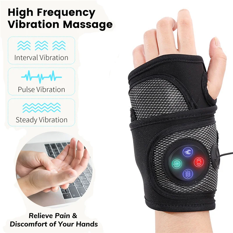 

Smart Electric Air Pressure Wrist Massager Brace Relaxation Treatments Vibration Hot Compress Heating Hand Pain Relief Device