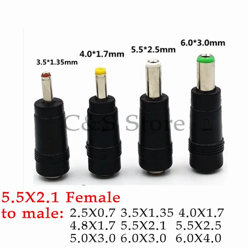 Adapter zasilania DC męsko-żeński 6.0x4.4mm 6.3x3.0mm 5.5x2.5mm 5.5x2.1mm 5.5x1.7mm 4.8x1.7mm 4.0x1.7mm 3.5x1.35mm Złącze do laptopa