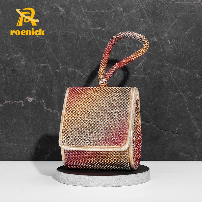 

ROENICK Women Colorful Rhinestone Evening Bags Beaded Banquet Makeup Dinner Day Clutch Wedding Party Shoulder Crossbody Handbags