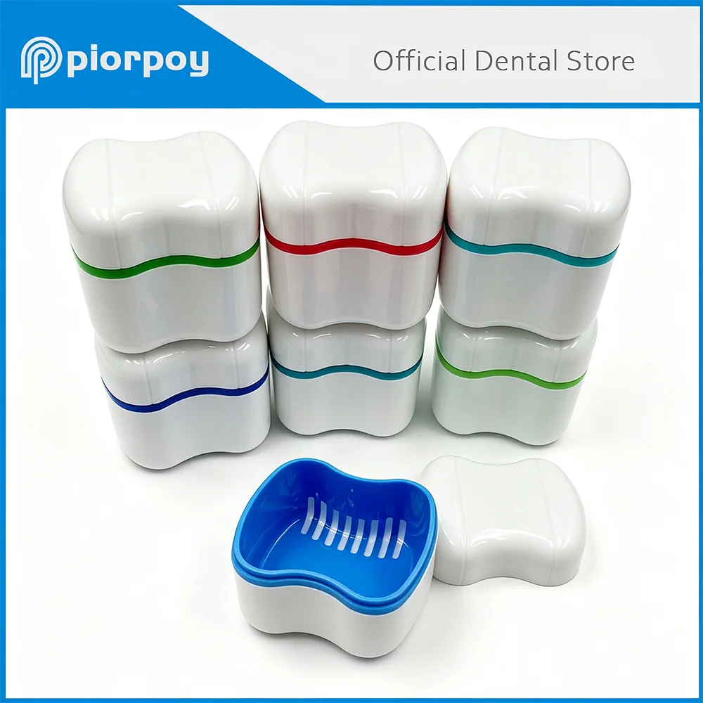 PIORPOY 1Pcs Dental Denture Packaging Box Double-Layer Full Denture Cleaning Storage Box Filter Storage Box Dentist Supplies