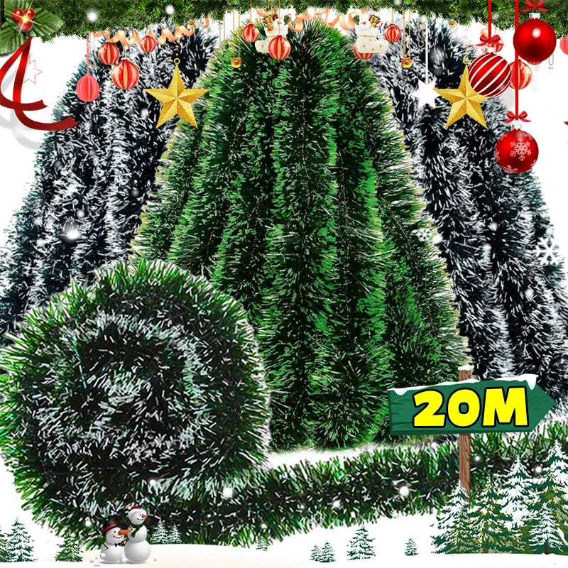 20/2m Christmas Green Cane Ribbons Garland DIY Xmas Tree Ornaments Cane Ribbon Wreath Hanging Pendents Home Party Decor Supplies