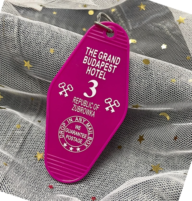 THE GRAND BUDAPEST HOTEL REPUBLIC KeyChain Keyring Tag Key Chains TV Show The Office Fans Funny Accessory Custom Logo