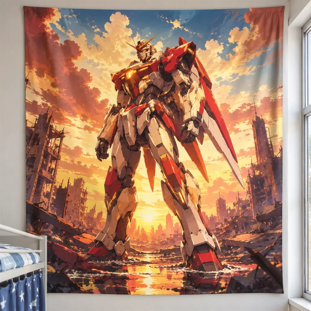 VIKAMA Mecha Robot Anime Tapestry Wall Hanging, Mecha Anime Wall Decor Tapestries for Bedroom Living Room Office Gaming Room