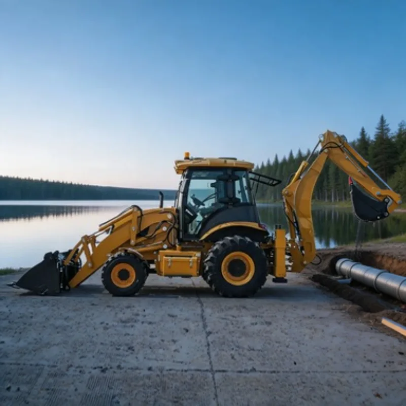 8.6 Ton Backhoe Loader 4WD Digger Tractor Machine with Front Bucket Rear Digger for Infrastructure Project Site Work