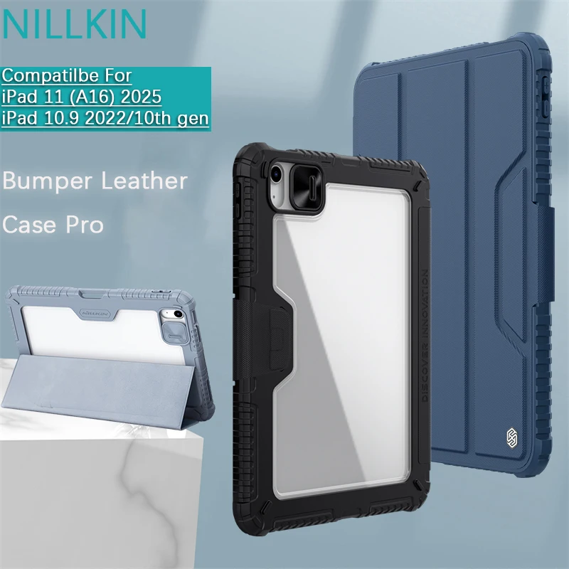 

NILLKIN For iPad 11 A16 2025/iPad 10.2/iPad 10th Gen Leather shockproof flip cover flat shell folding bracket protective cover