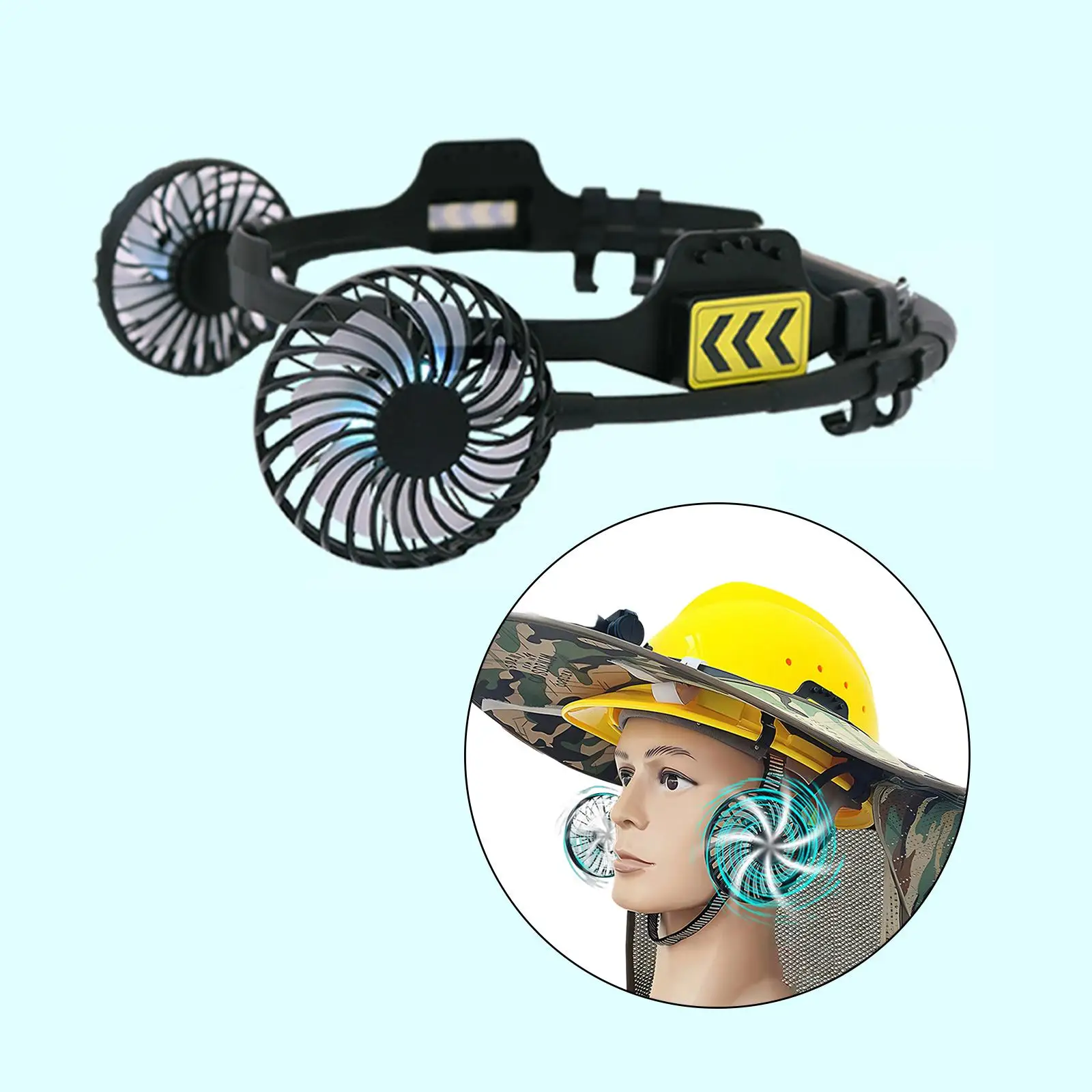 Cooling Fan Attachment for Protective Headgear - High-Powered , Easy Installation