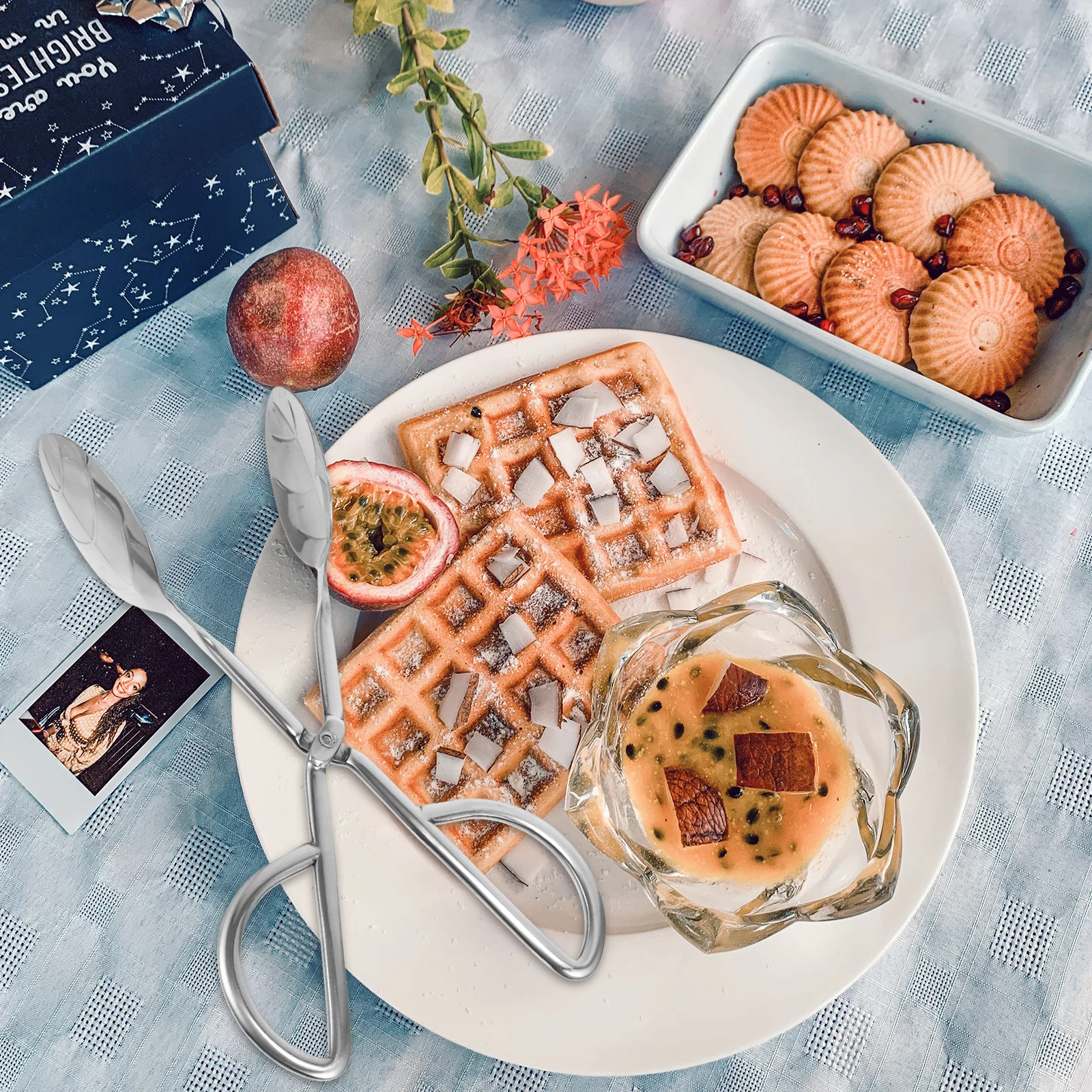 

1Pcs Leaf Food Tong High Temperature Stainless Steel Scissors Clamp for Barbecue Outdoor Home Kitchen Scissor Food Tong