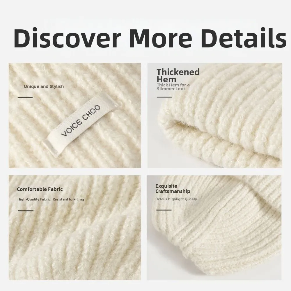 

High Quality Solid Color Knitted Beanies Keep Warm Outdoor Female Beanie Caps Anti-cold Ladies Casual Cap For Women/Men/Students