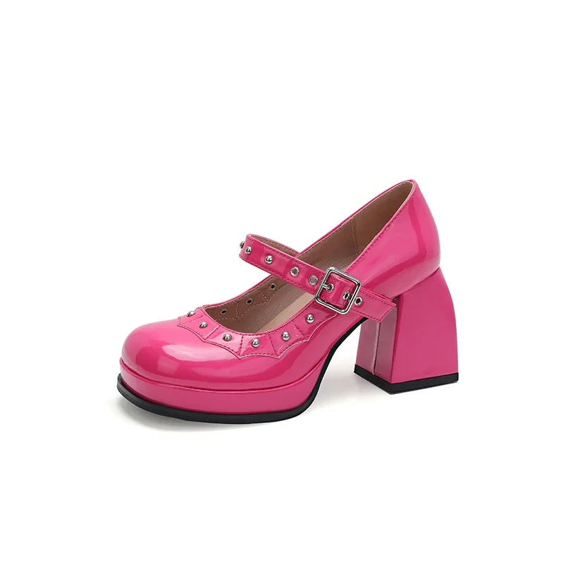 

Women Mary Jane Shoes Platform Chunky Heel Pumps Round Toe Oxfords Shoes Kawaii Bat Harajuku Punk Goth Black Uniform Dress Shoes