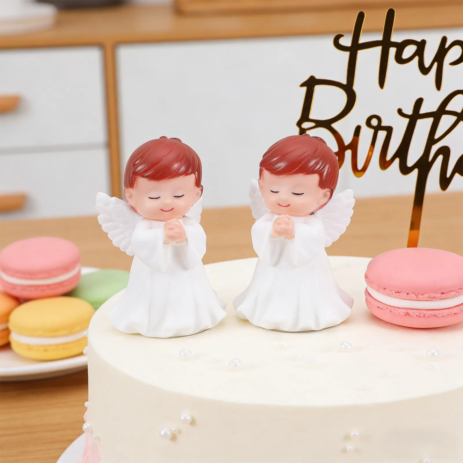 4Pcs Praying Angel Ornaments Small Cute Statues Home Desktop Decor Angel Cake Decorations Birthday Party Accent