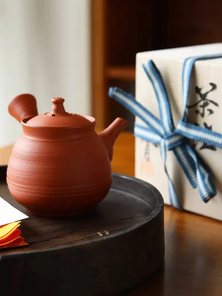 In Stock Japanese Imported Tokoname Ware Famous Village Yuukai Style Handmade Zhu Ni Jin Ying Teapot Side-Handle Tea Brewing