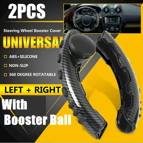 Imagen 1 del producto Cubierta antideslizante para volante de coche, fibra de carbono con bola de refuerzo, perilla giratoria, accesorios universales para Interior de coche, 2 uds.