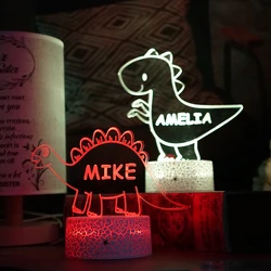 Personalizado Acrílico Dinosaur Night Light para Crianças, presente de aniversário perfeito para meninas e meninos, nome personalizado, LED artesanal, decoração do quarto