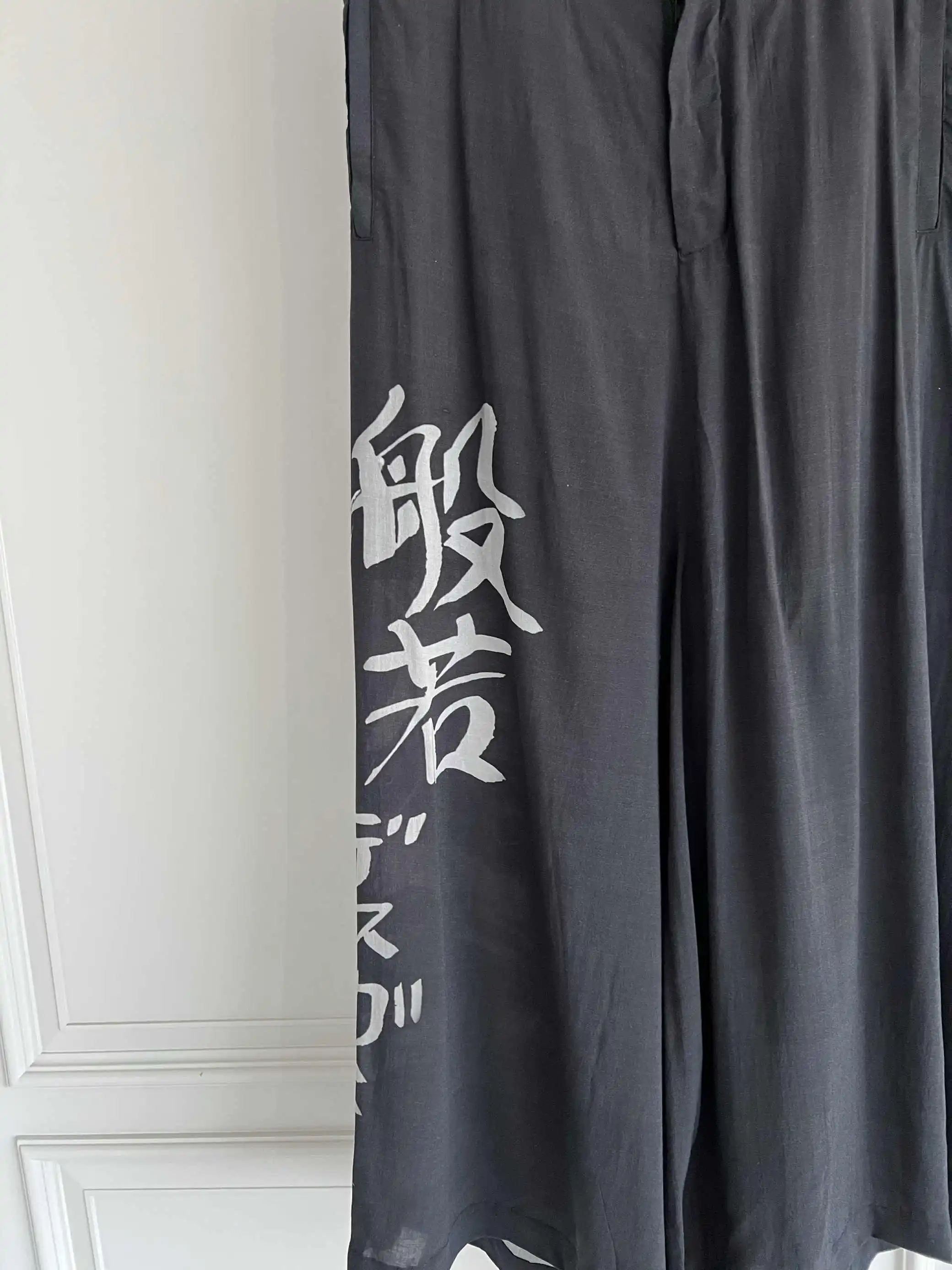 TOP-YAMAMOTO Original Design Prajna พิมพ์กางเกงขากว้าง Tencel สําหรับผู้ชาย culottes อินเทรนด์สไตล์ญี่ปุ่น