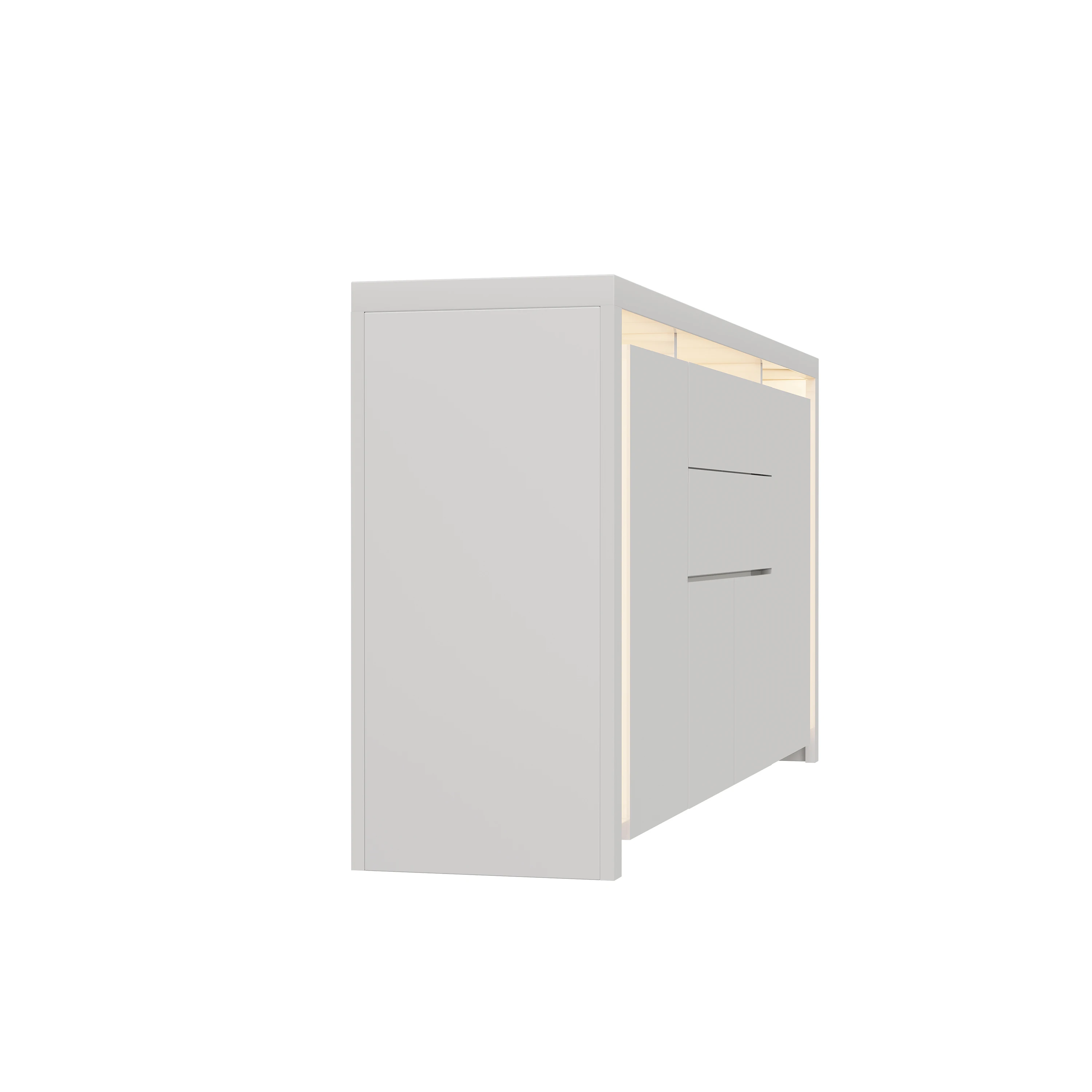 Rosahqnda Sideboard Hochglanzweiß mit LED, modernes Sideboard mit Tür und Schubladen, Buffetschrank, Kommode für die Küche – Detail 10