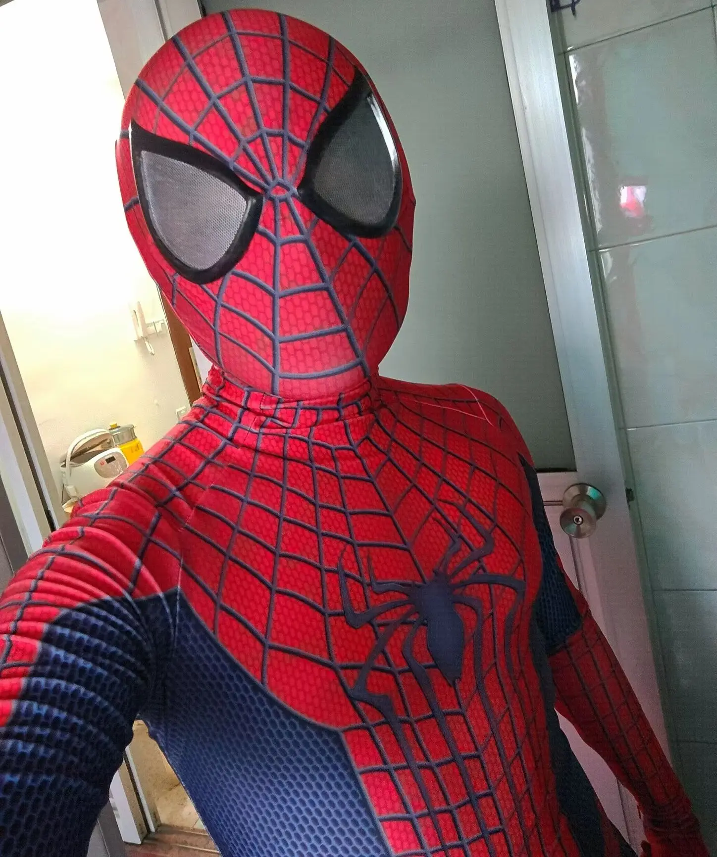 Mar-vel El increíble traje de Spider-Man 2 con máscara, disfraz de Spider-Man Cosplay, mono de Spiderman para hombre, regalo de cumpleaños de Halloween