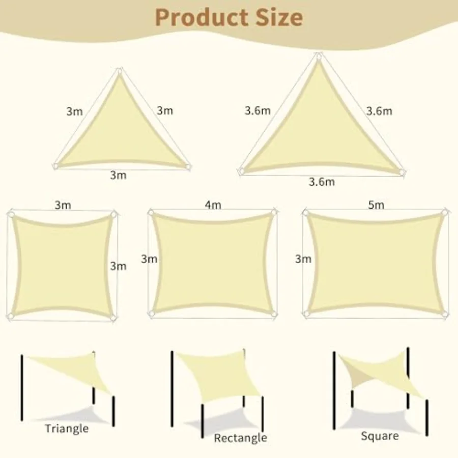 ผ้าคลุมกันแดดทรงสี่เหลี่ยมจัตุรัสขนาด 10'x10' กันน้ำ ป้องกันรังสียูวี 95% สำหรับสวนกลางแจ้ง ลานเฉลียง งานปาร์ตี้ สนามเด็กเล่น ผ้าคลุมกันแดดที่ทนทาน
