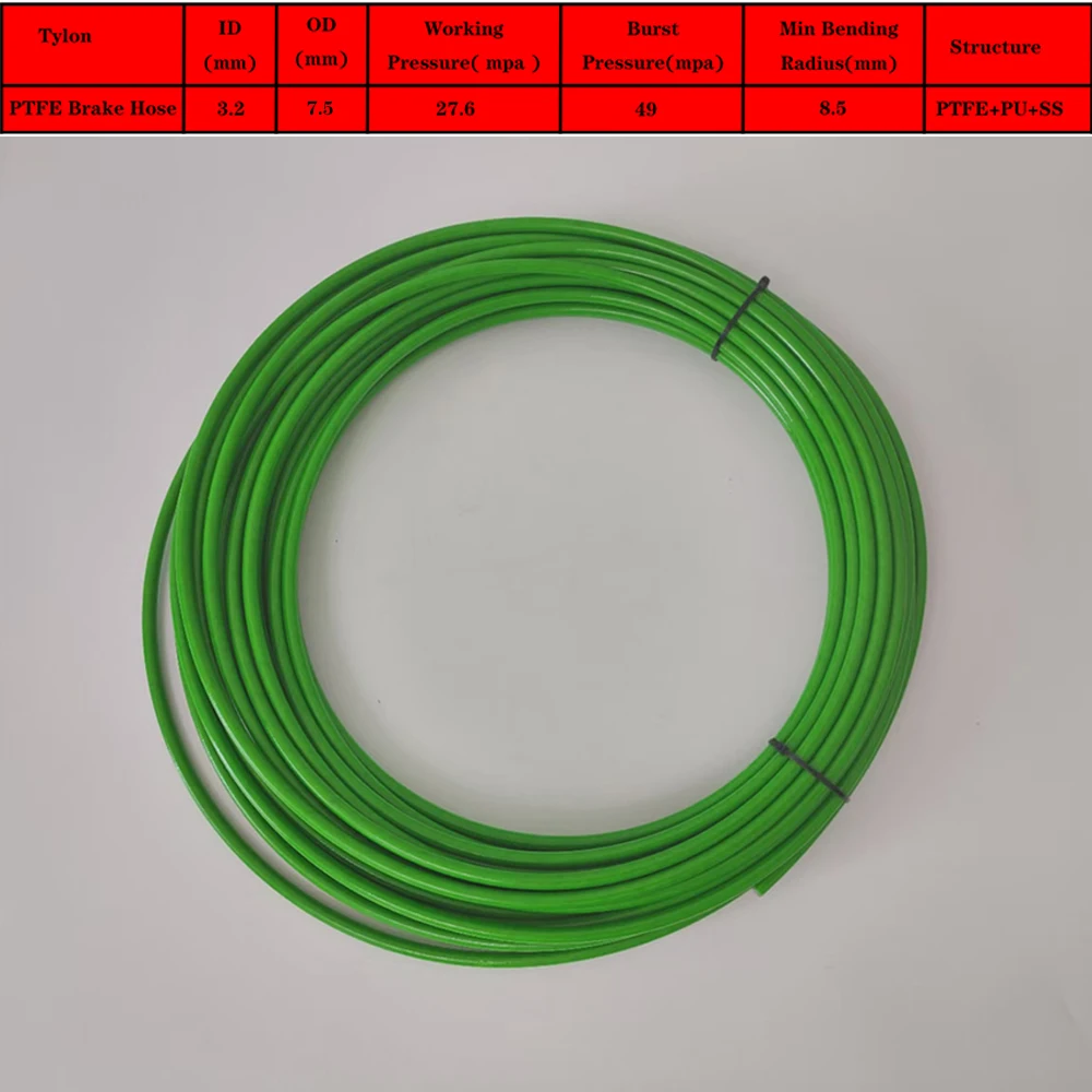 1M AN3 Green PTFE Stainless Braided Universal Racing/Motorcycle Hydraulic Brake Hose Clutch Oil Line Tube For Racing